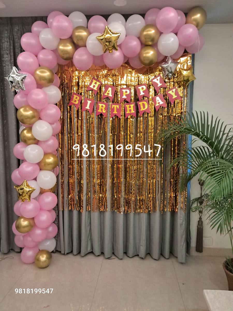 Pink gold birthday backdrop