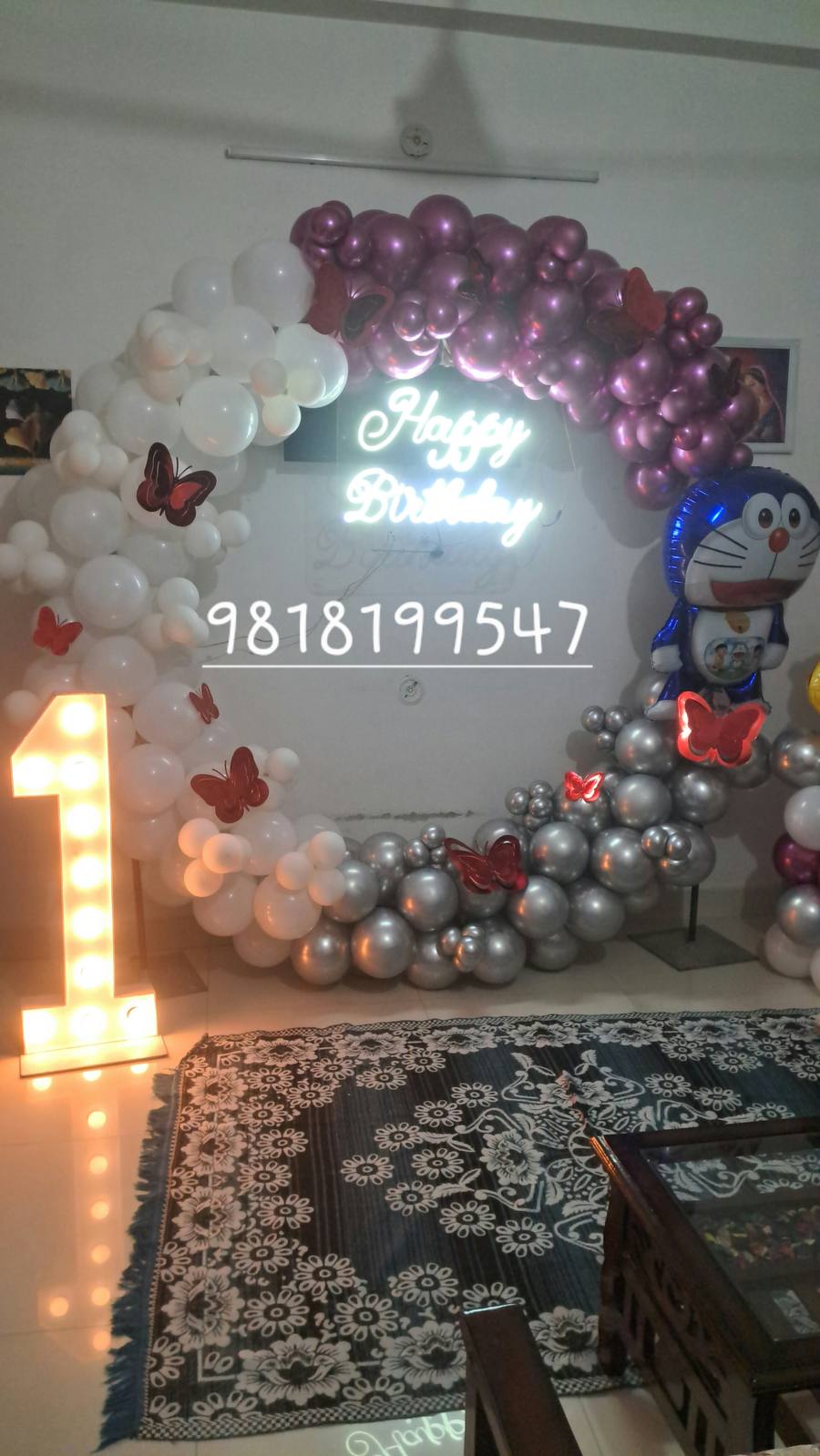 1st birthday Doraemon neon ring